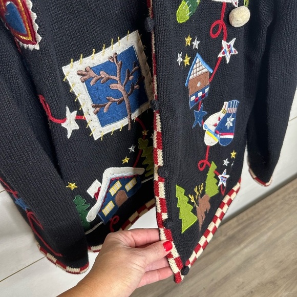 Vintage Studio Fa La La  Embroidered Christmas Novelty Sweater Women's-Size 1X - Picture 2 of 8